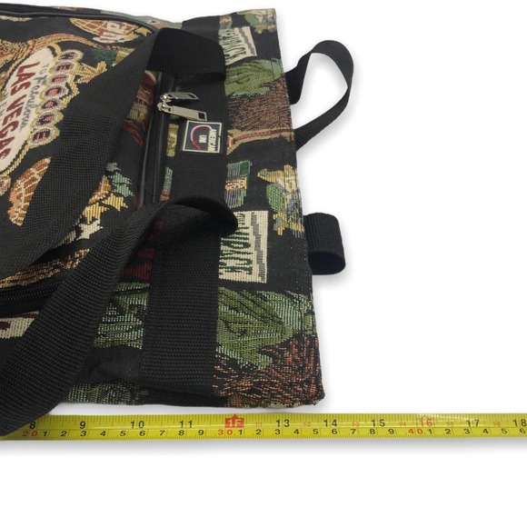 Vintage 90s all over las vegas tourist shoulder Tote Bag pockets - Picture 4 of 4